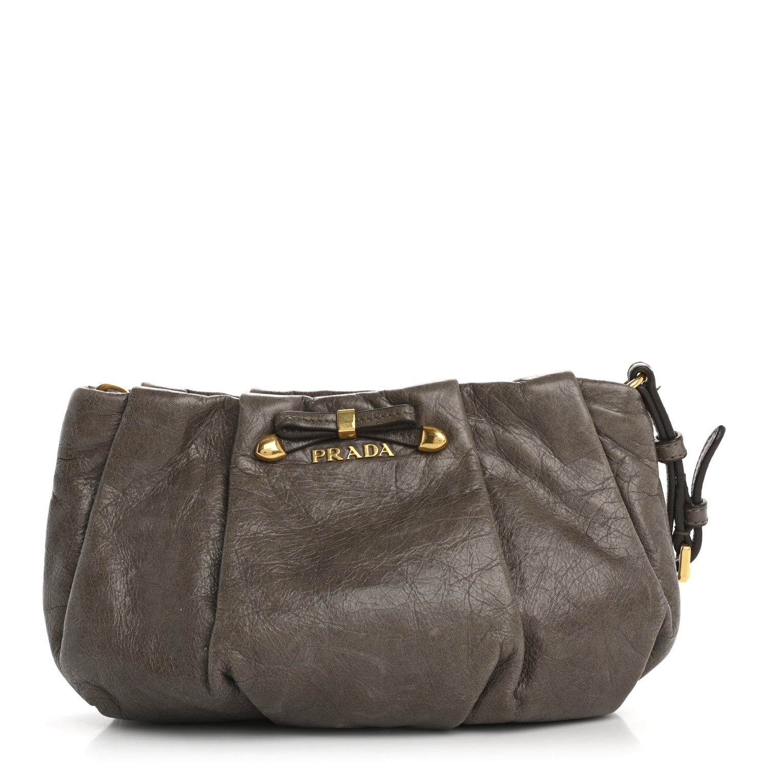 Vitello Shine Mordore Wristlet Clutch Argilla