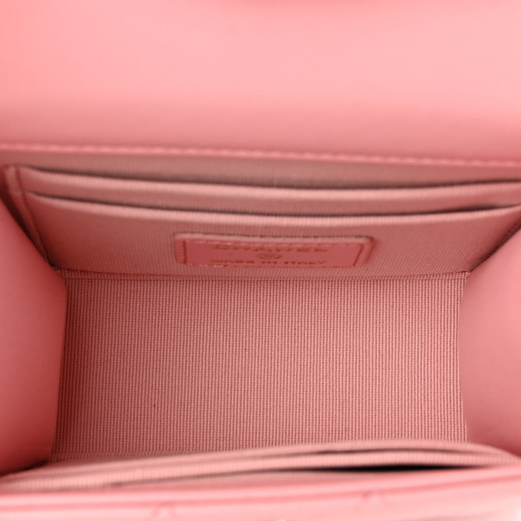 Lambskin Quilted Mini Trendy CC Clutch With Chain Pink