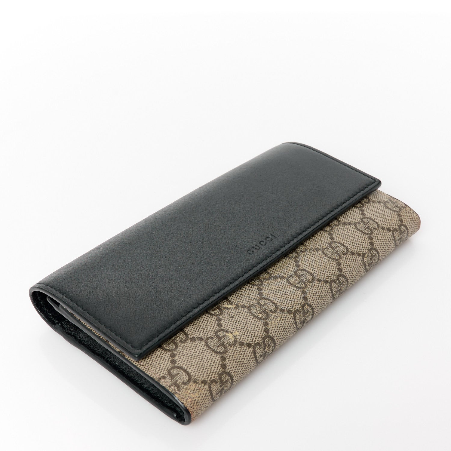 Calfskin GG Supreme Monogram Continental Wallet Black
