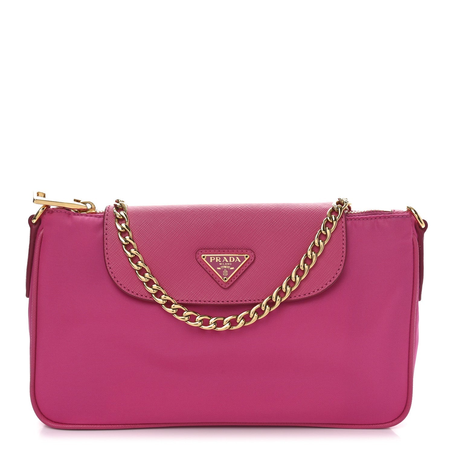 Tessuto Nylon Saffiano Bandoliera Crossbody Bag Fuxia
