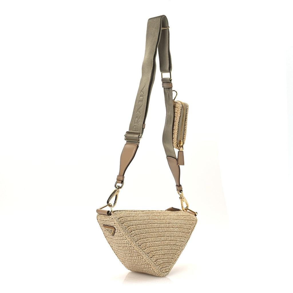Yarn Raffia Effect Crochet Triangle Shoulder Bag Naturale