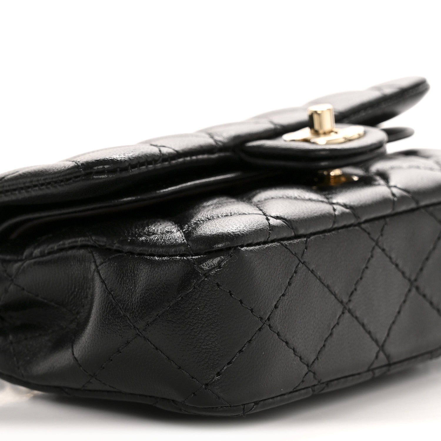 Lambskin Quilted Mini Double Flap With Hook Black