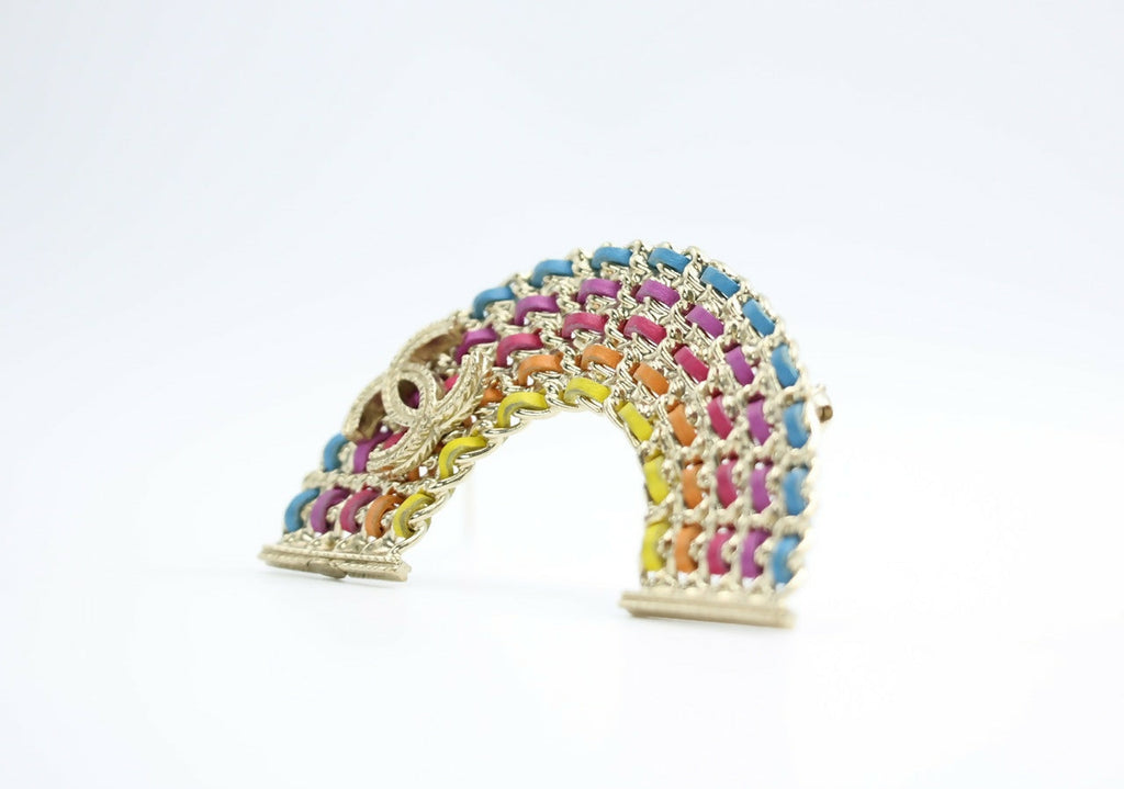 Chanel B18P Leather Rainbow Chain Brooch