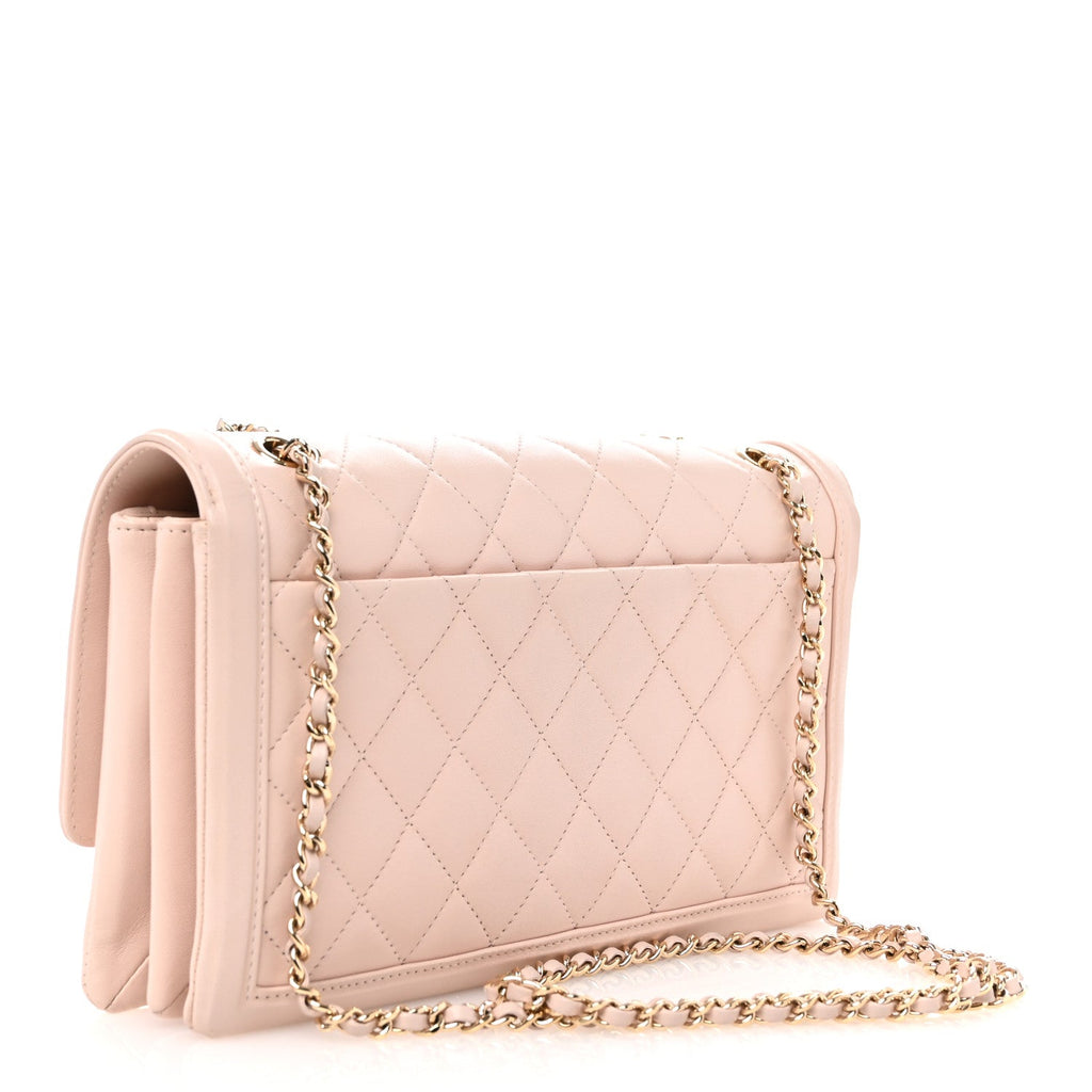Lambskin Quilted Hanbok Flap Bag Light Pink
