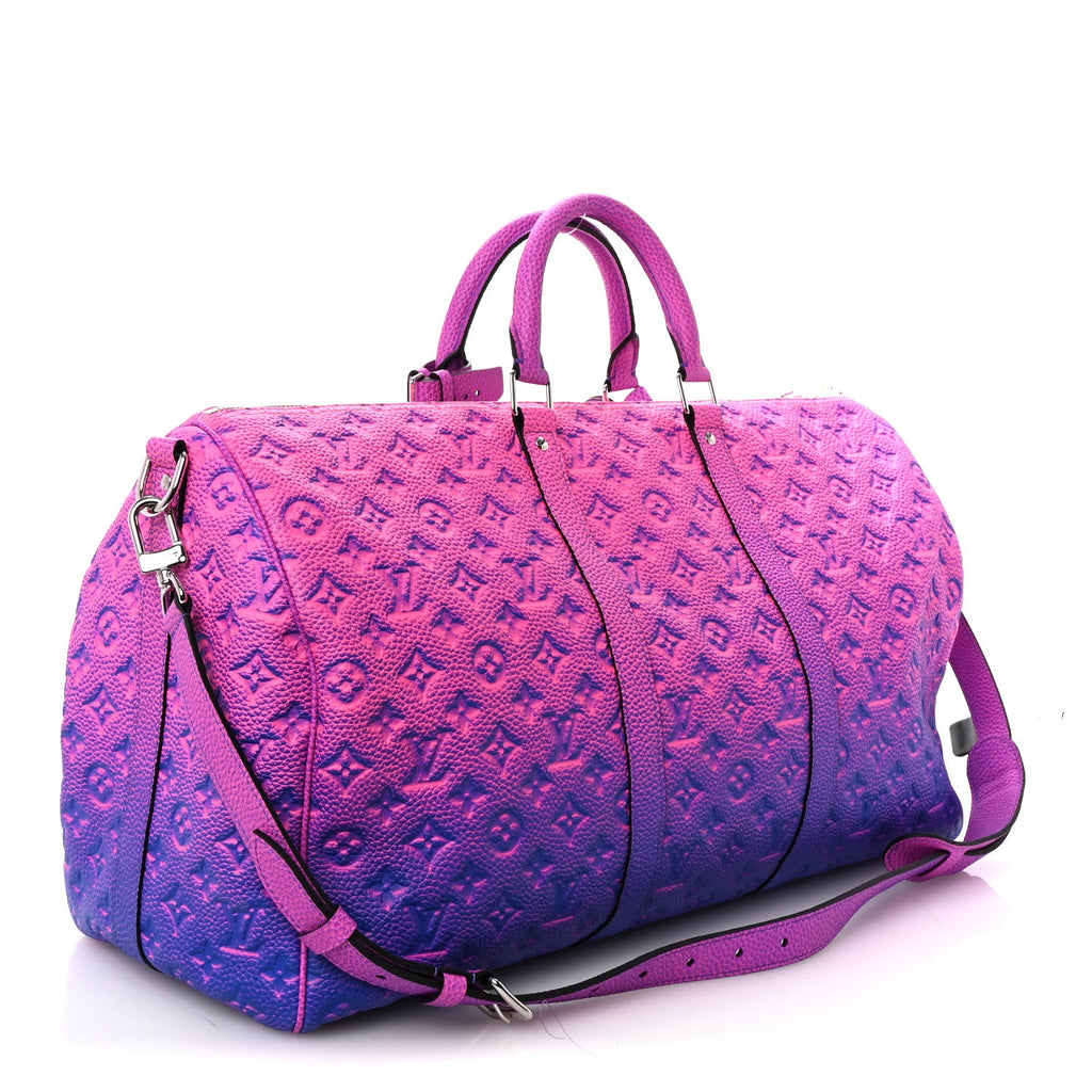 Taurillon Illusion Keepall Bandouliere 50 Bleu Rose