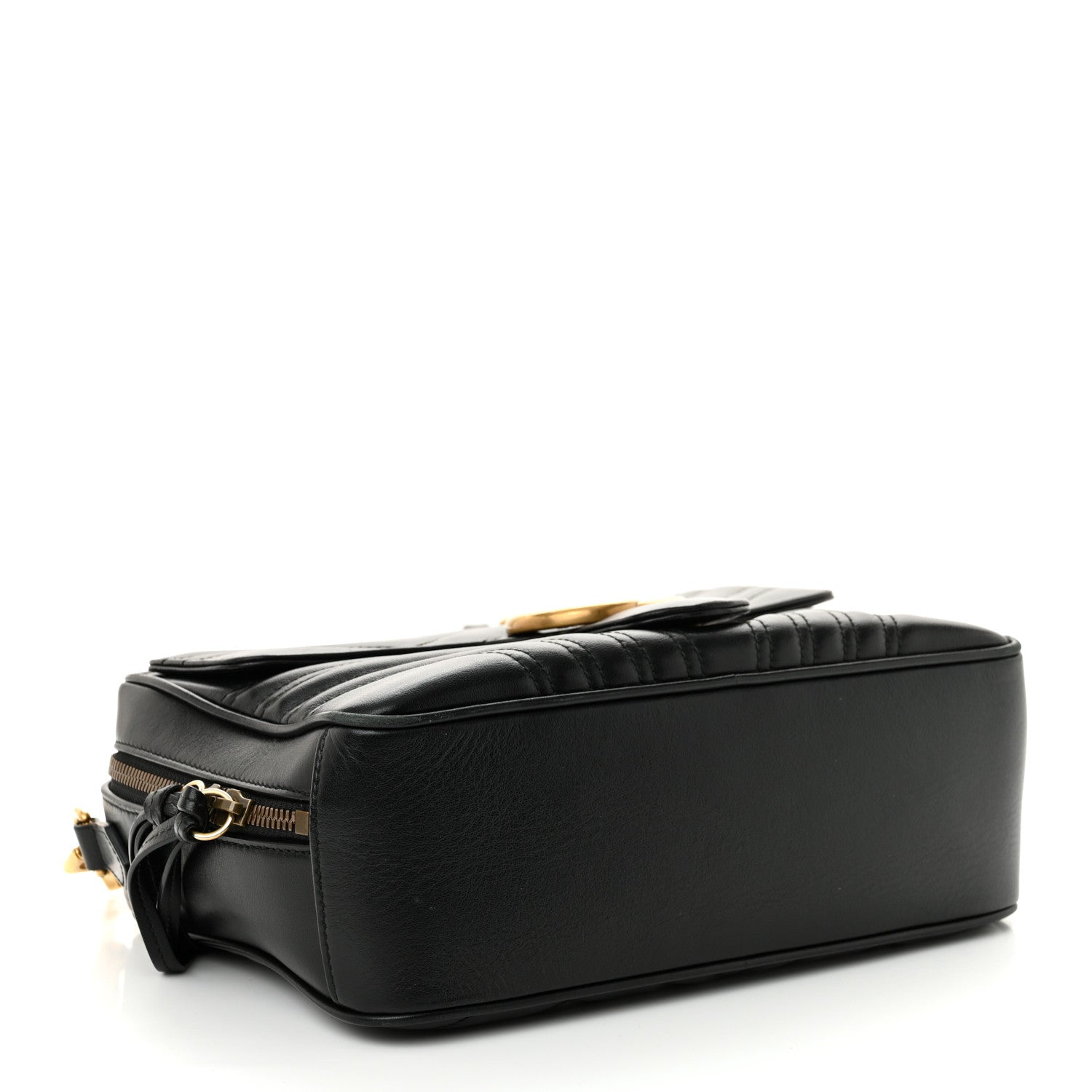 Calfskin Matelasse Sylvie Web Small GG Marmont Top Handle Shoulder Bag Black