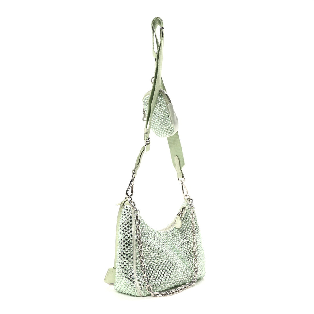 Satin Crystal Re-Edition 2005 Shoulder Bag Acqua