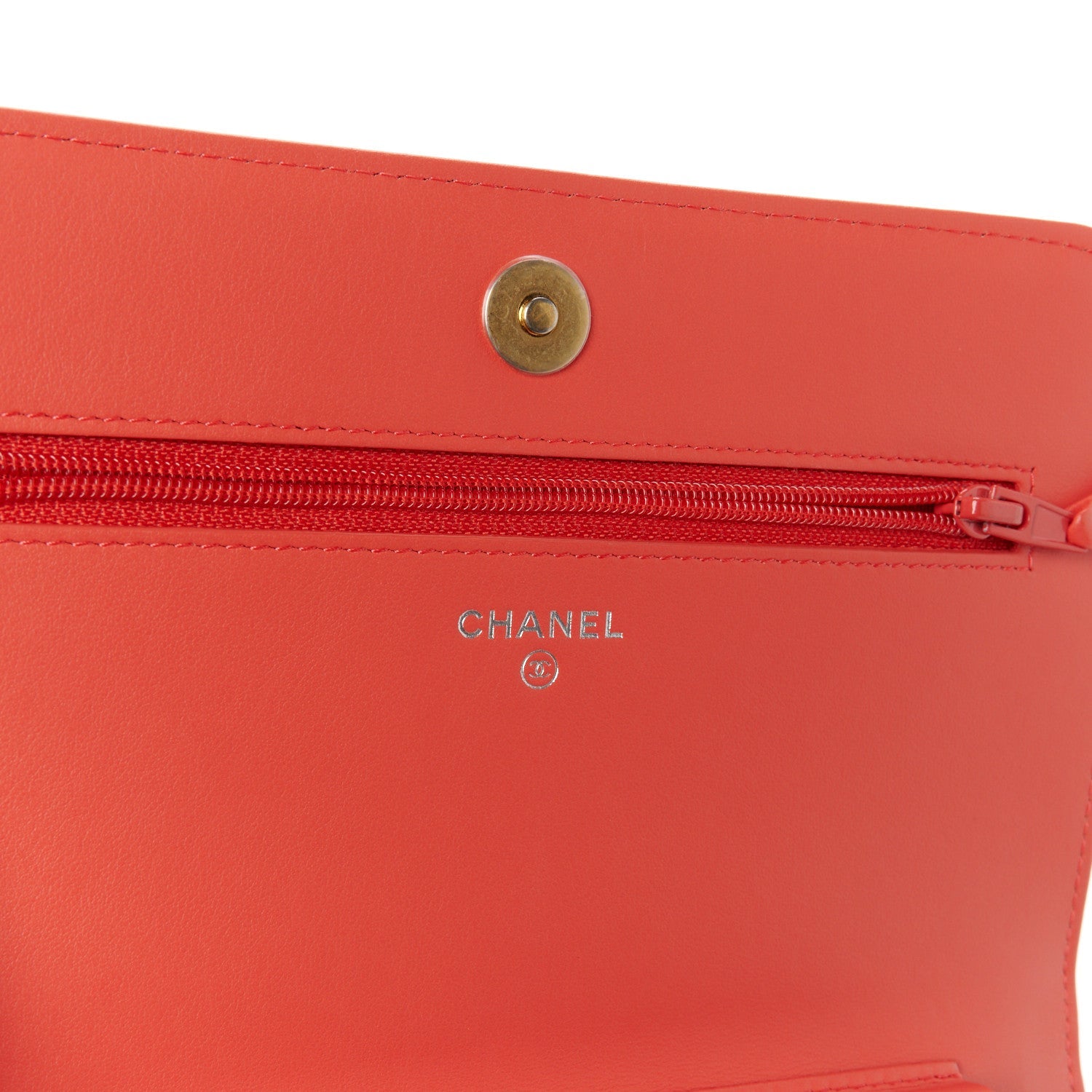 Aged Calfskin Quilted Gabrielle Wallet On Chain WOC  Orange