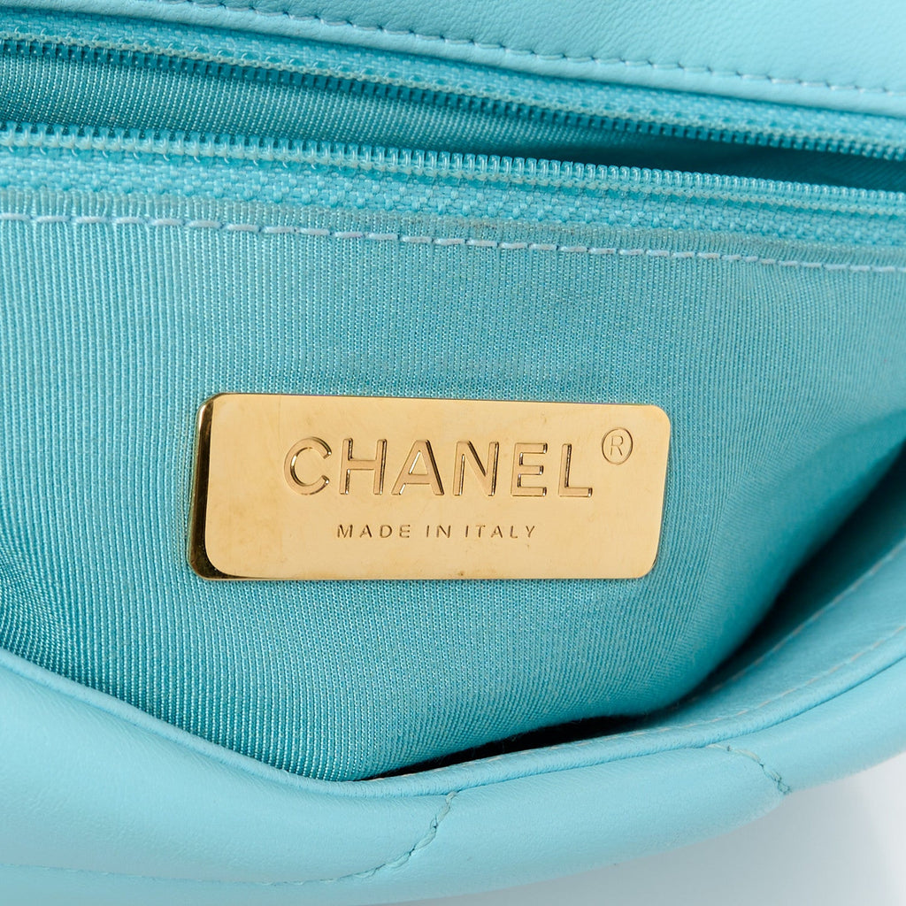 Lambskin Quilted Medium Chanel 19 Flap Light Blue