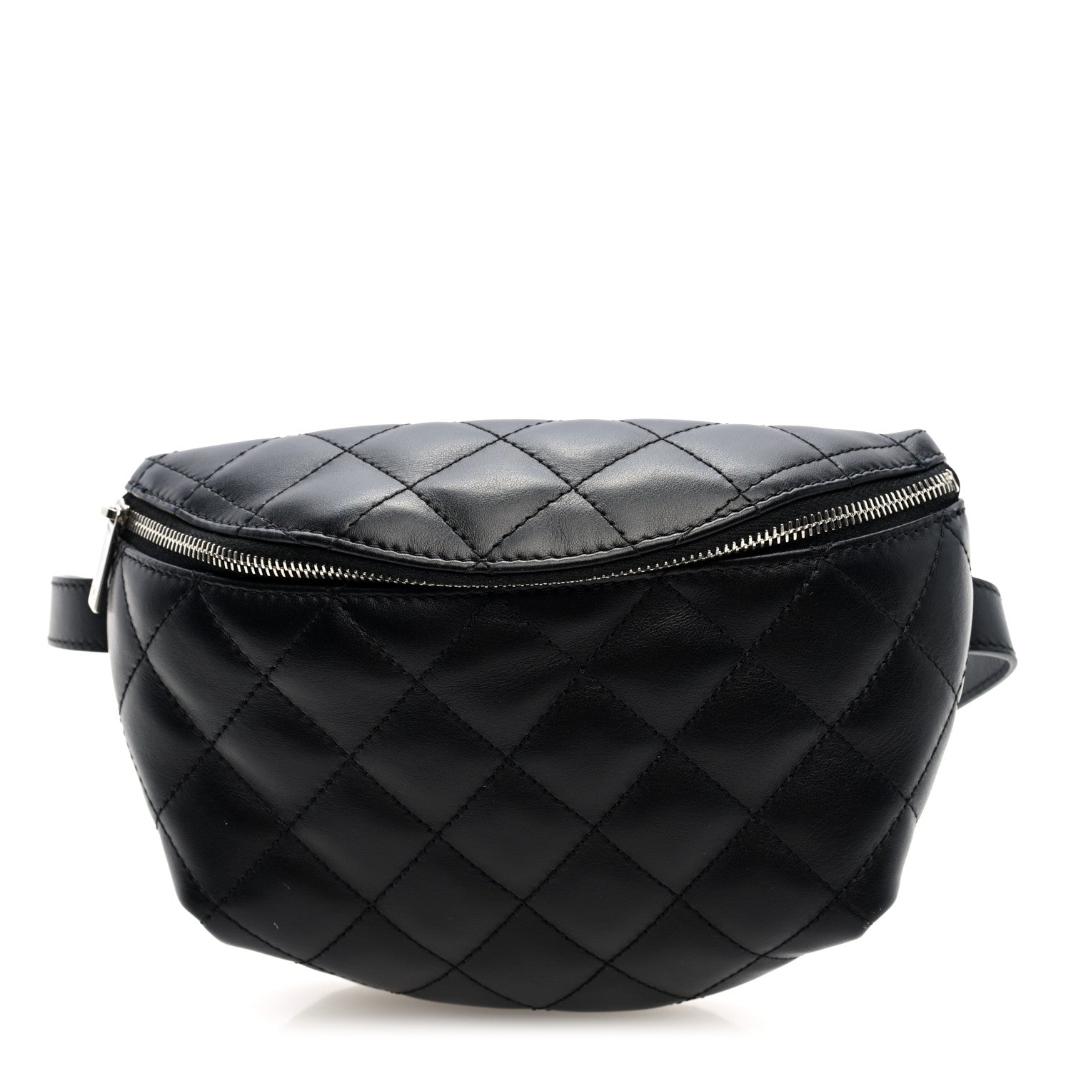 Calfskin Quilted Waist Belt Bag Black