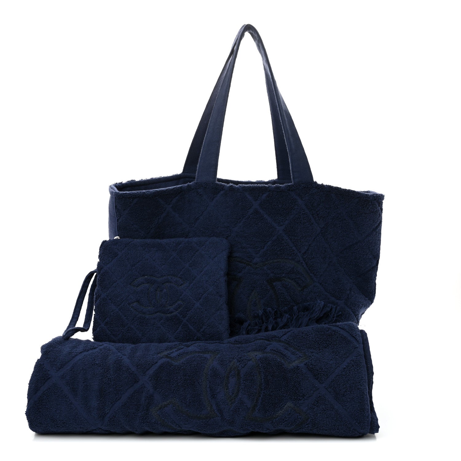 Terry Cotton CC Beach Tote Towel Set Blue