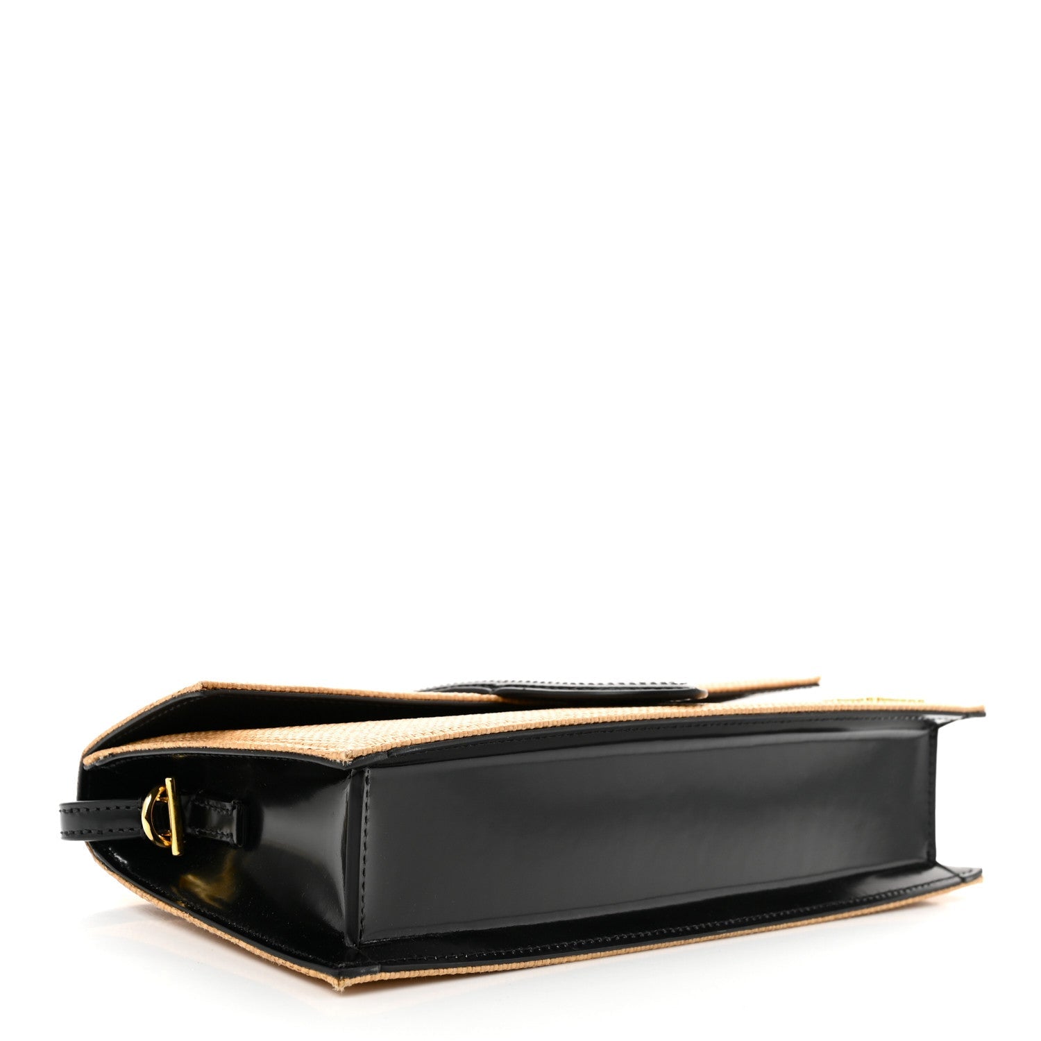 Raffia Smooth Calfskin Le Bambino Long Natural Black