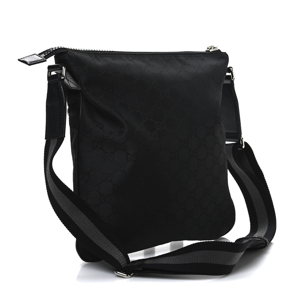 Nylon Monogram Small Flat Messenger Bag Black