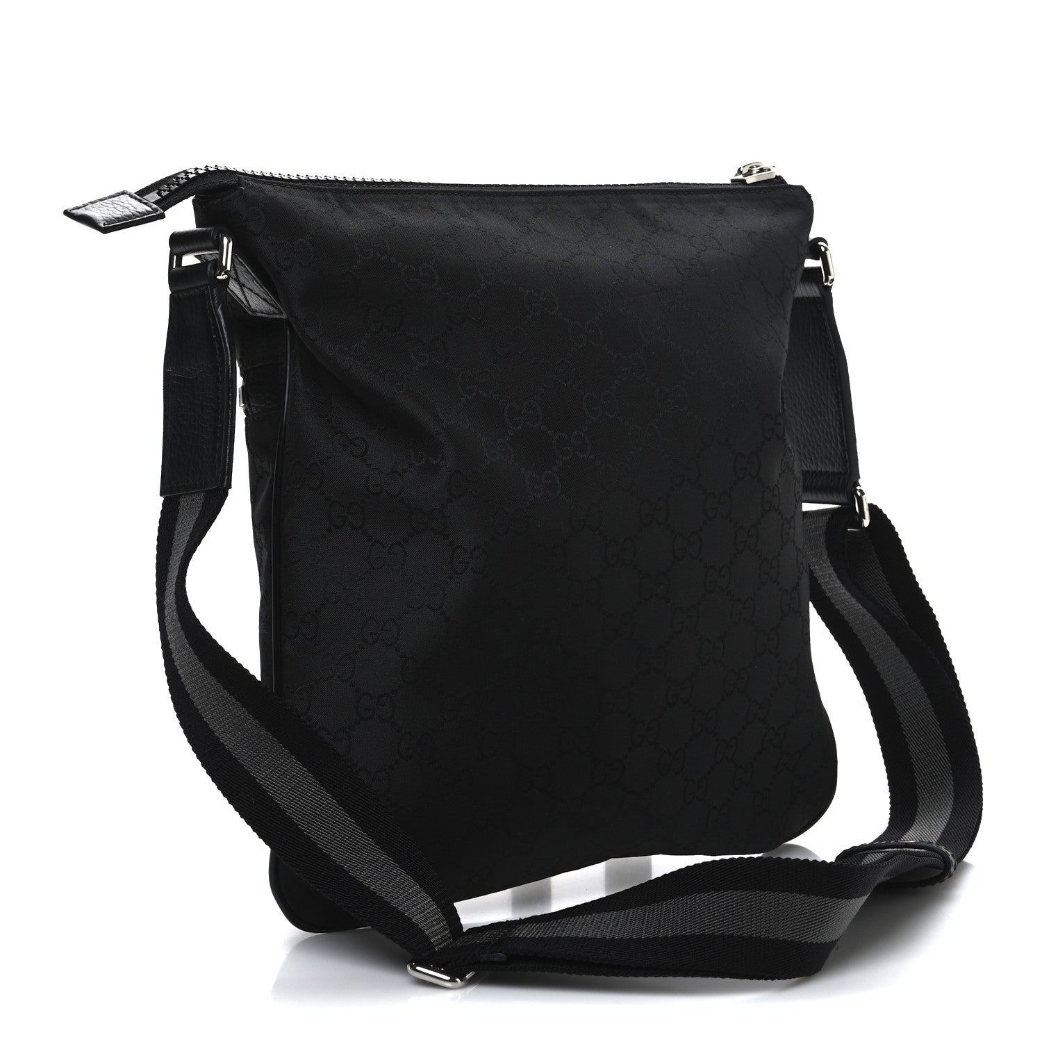 Nylon Monogram Small Flat Messenger Bag Black