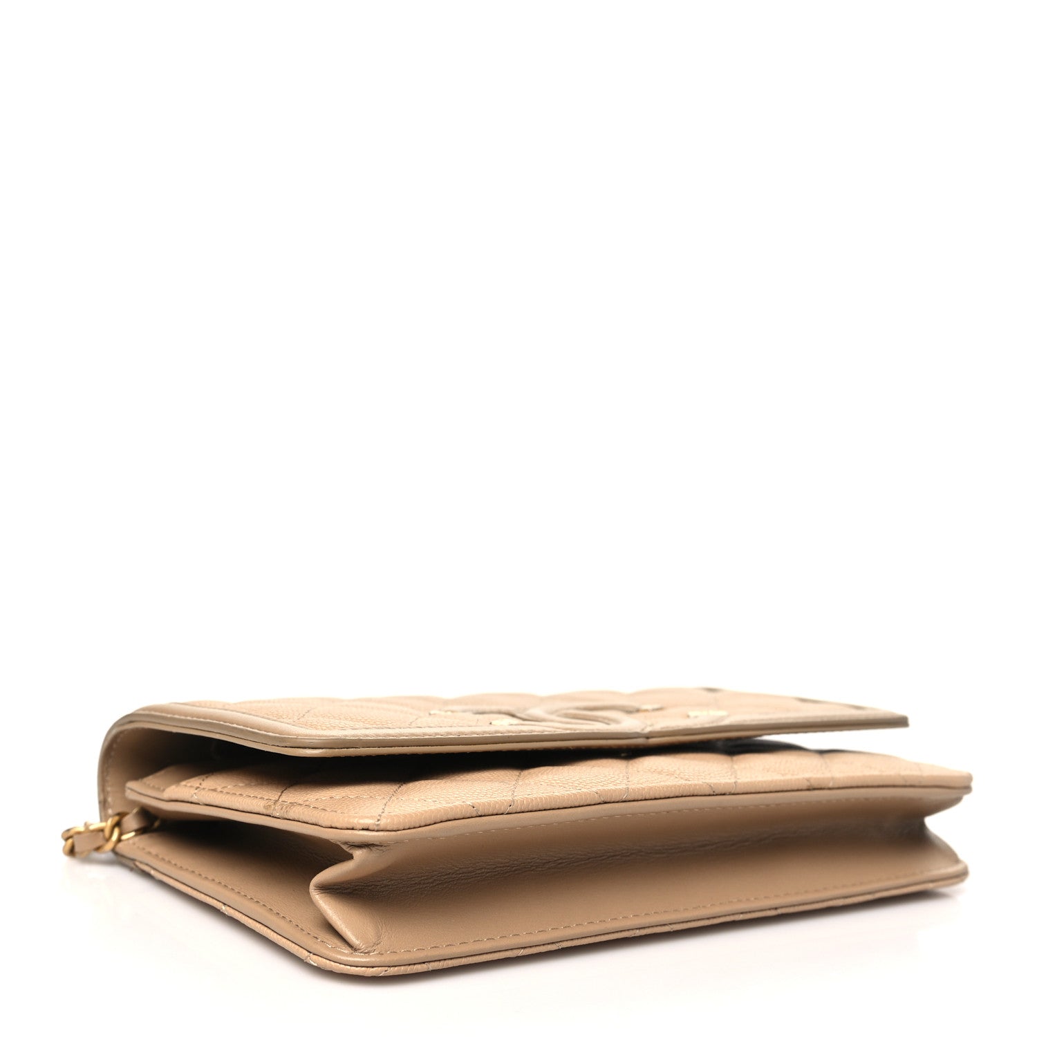 Caviar Quilted CC Filigree Wallet On Chain WOC Beige