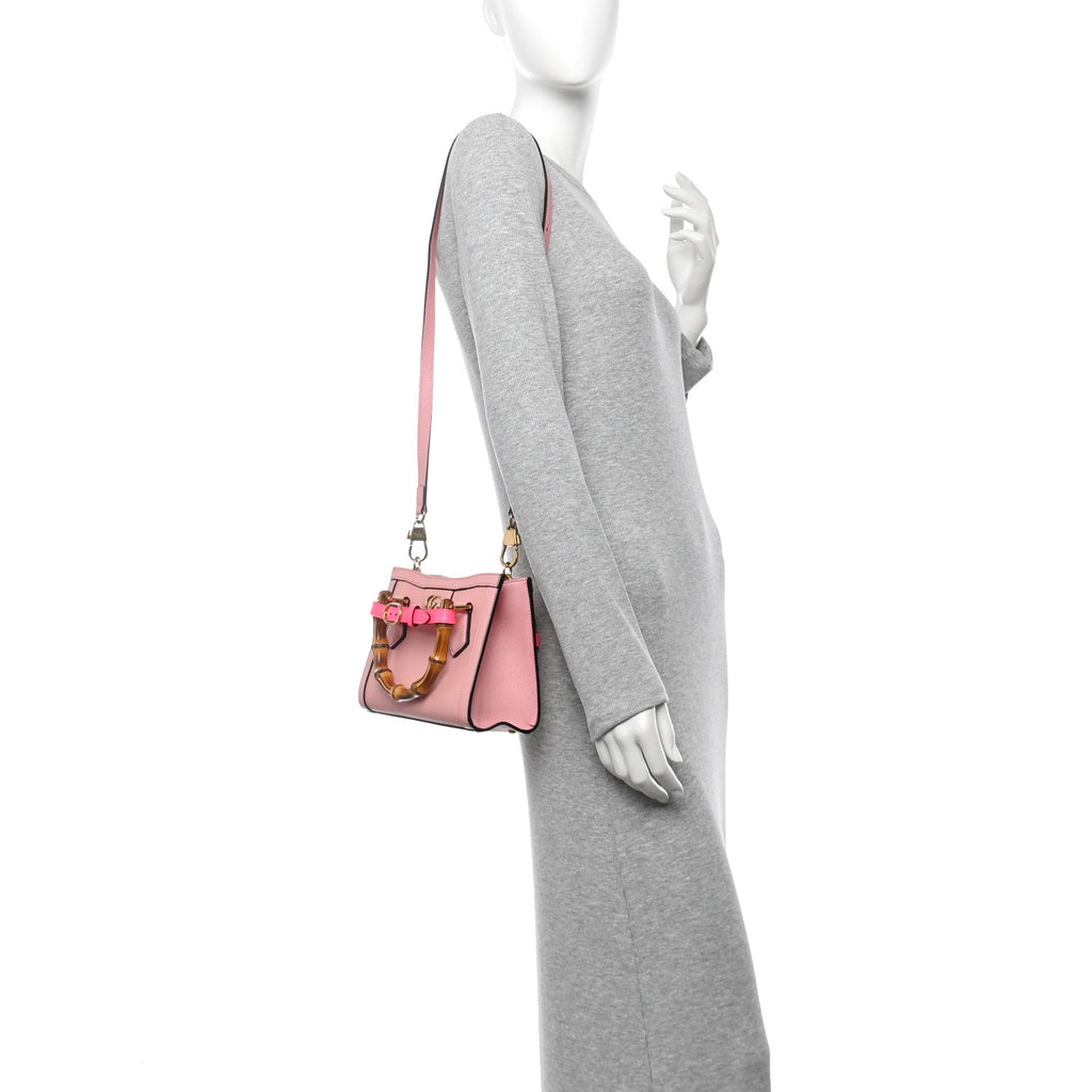 Wonka Grain Calfskin Mini Diana Tote Bag Wild Rose Fuxia Fluo