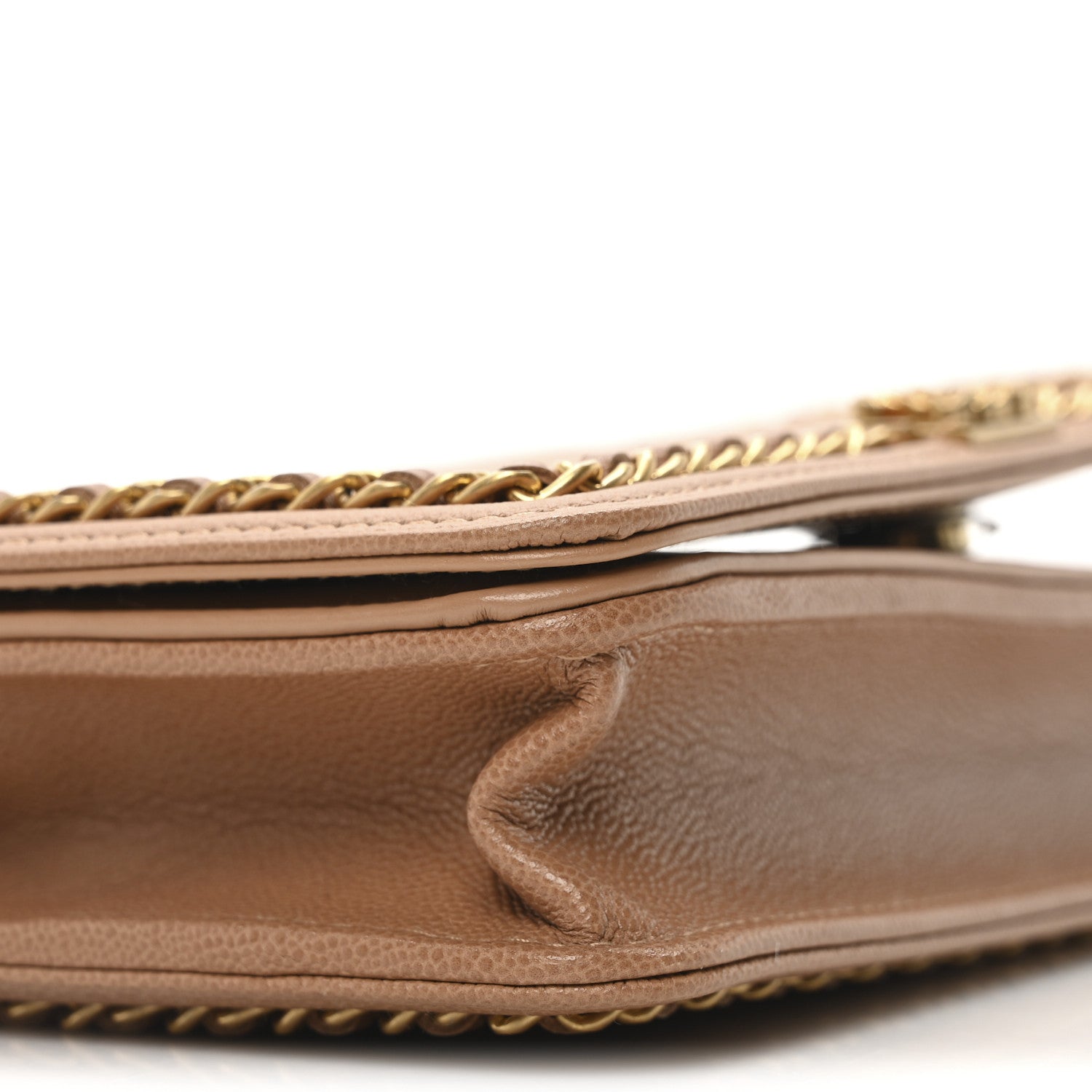 Caviar Quilted Chain Around Boy Wallet On Chain WOC Beige