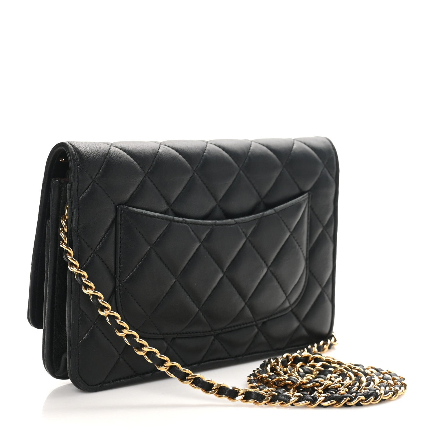 Lambskin Quilted Wallet On Chain WOC Black