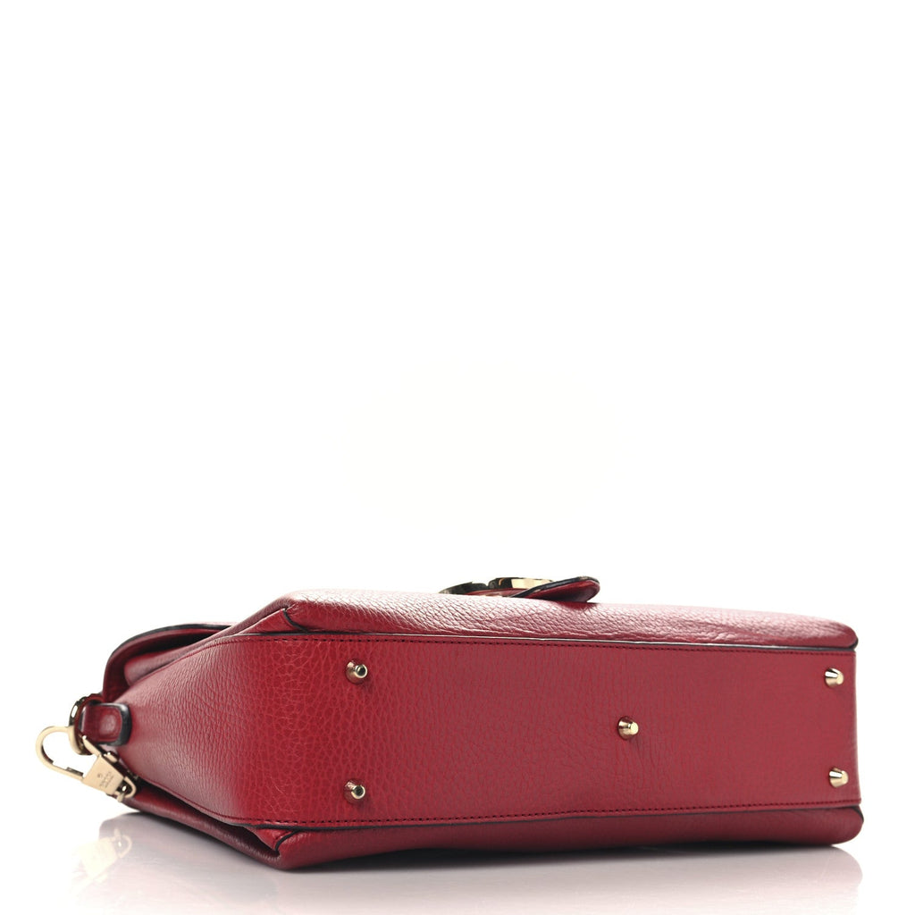 Dollar Calfskin Interlocking G Top Handle Shoulder Bag Red
