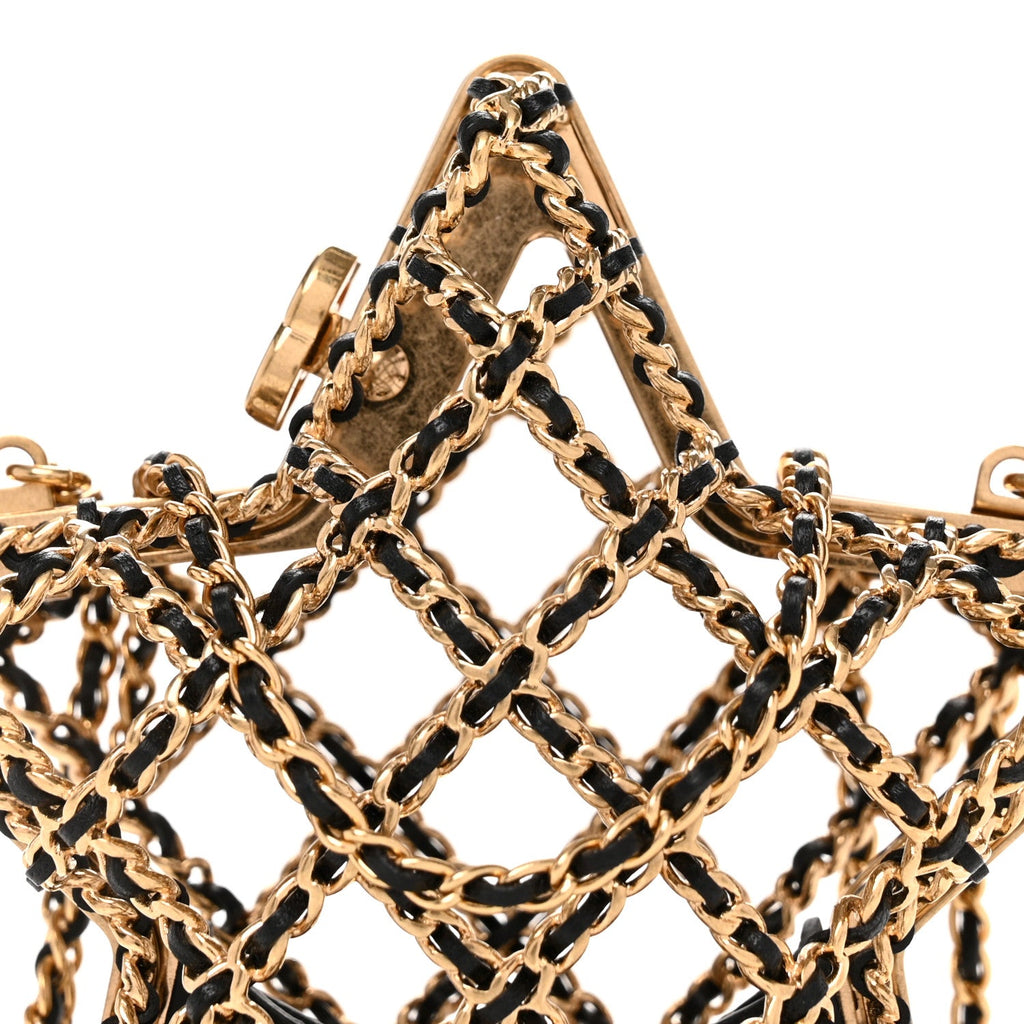 Metal CC Star Minaudiere Crossbody Gold Black