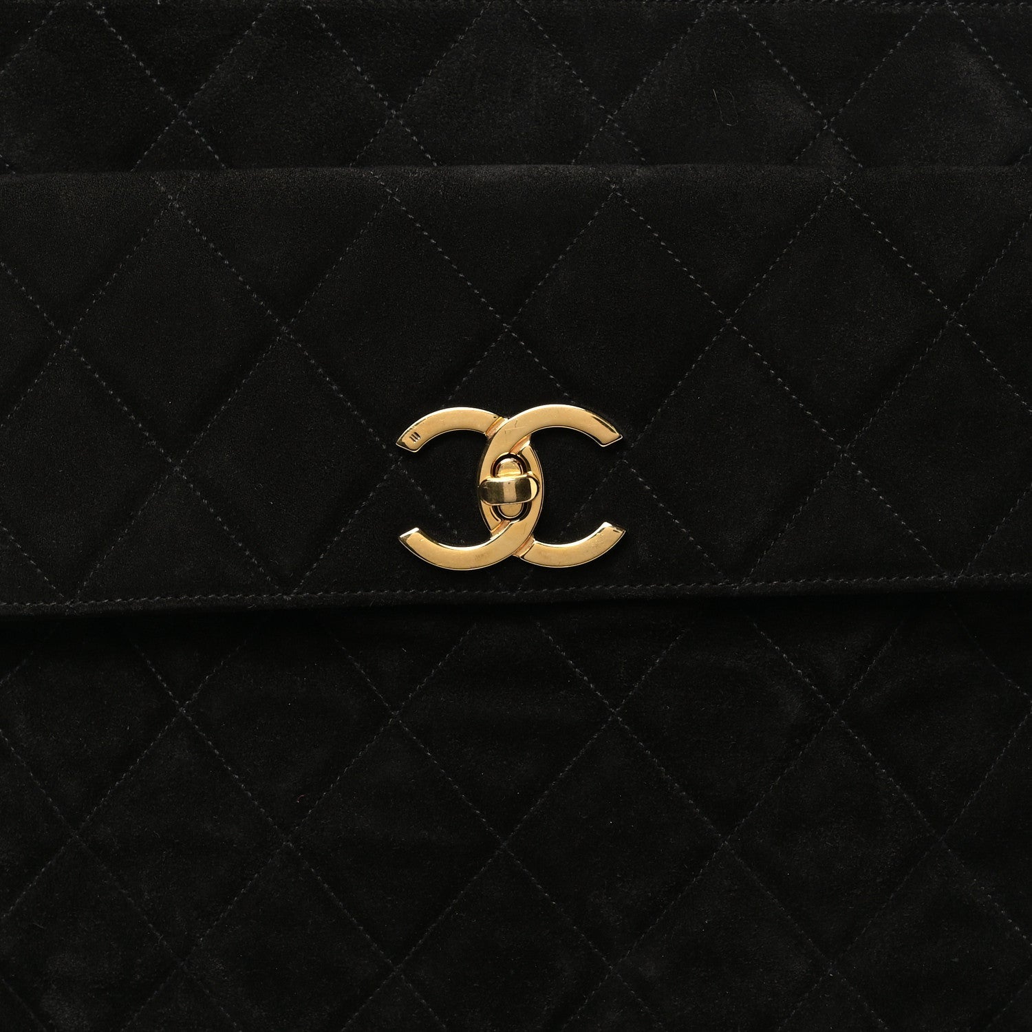 Suede Quilted CC Shopping Tote Black