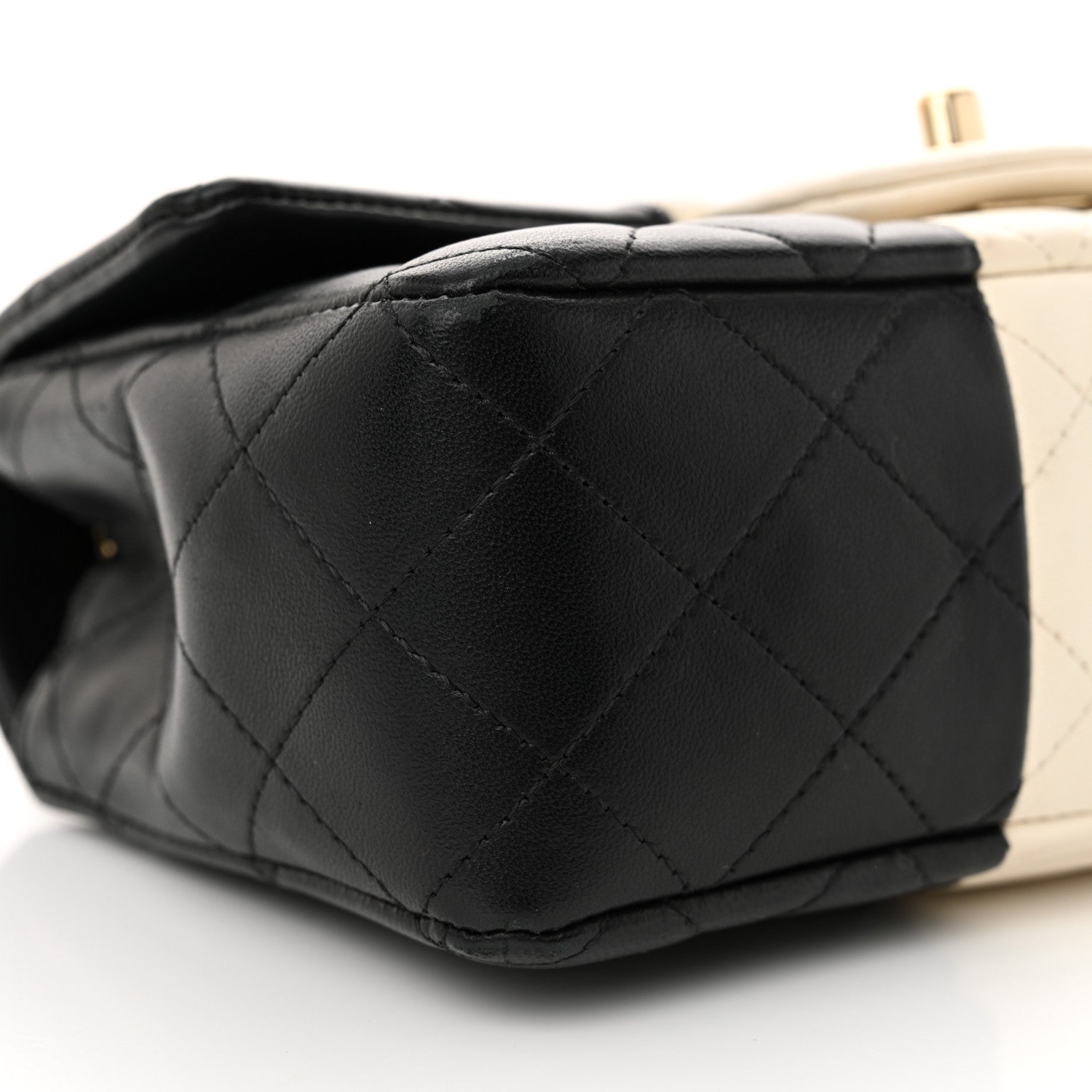 Lambskin Quilted Mini Rectangular Flap Black White