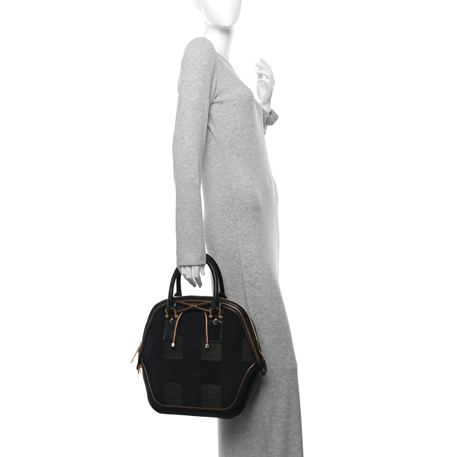 Prorsum Check Jacquard Orchard Bowling Bag Gold Black