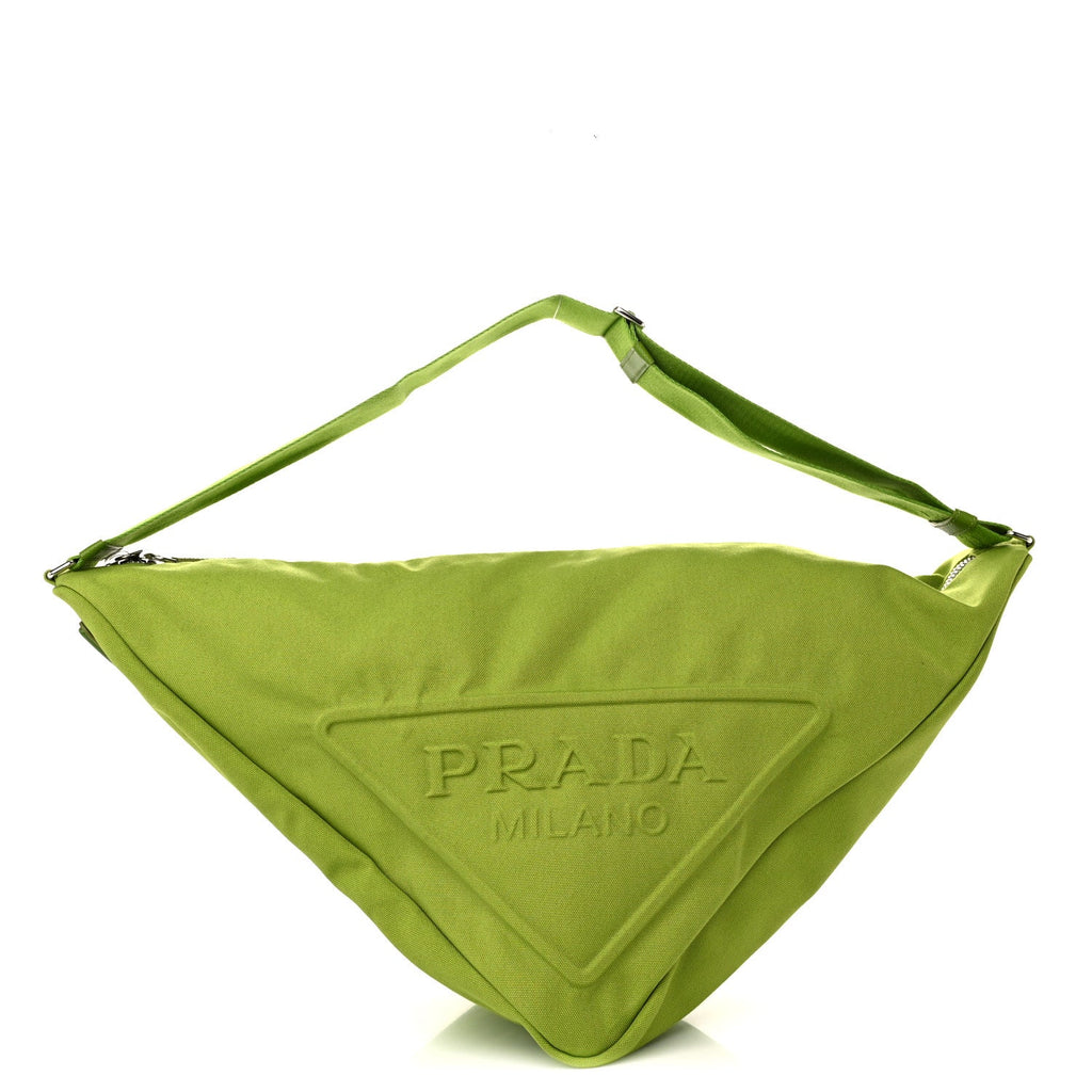 Canapa Logo Embossed Large Triangle Shoulder Bag Felce