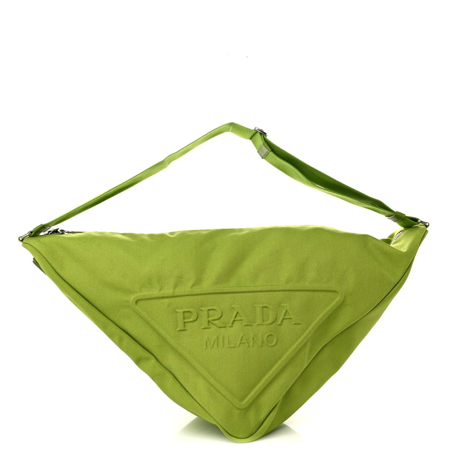 Canapa Logo Embossed Large Triangle Shoulder Bag Felce