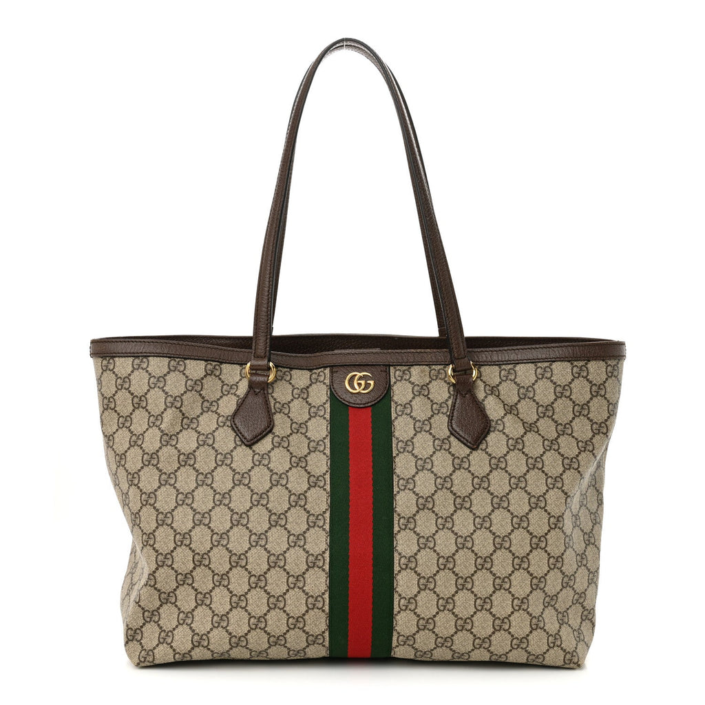 GG Supreme Monogram Medium Ophidia Shopping Tote Brown