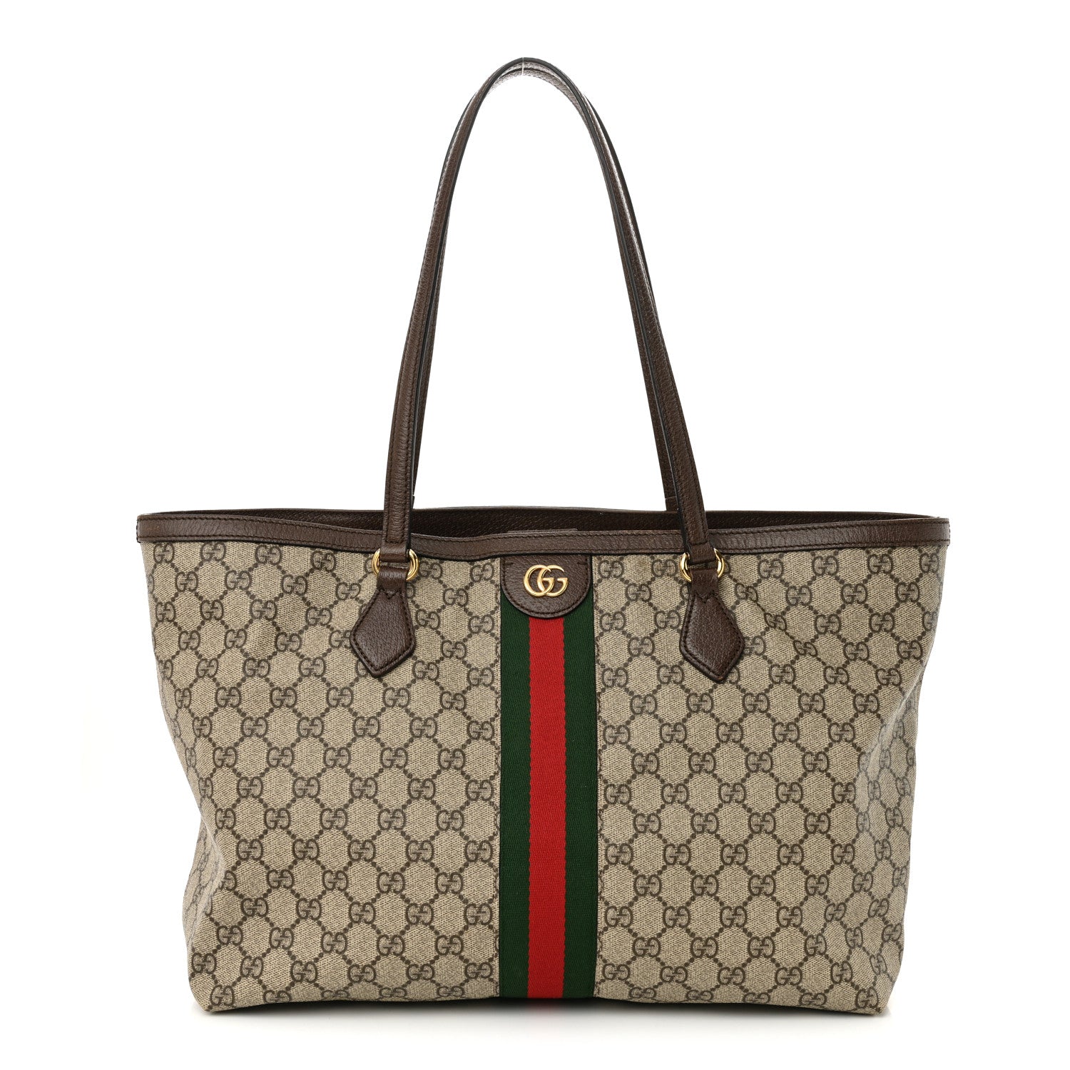 GG Supreme Monogram Medium Ophidia Shopping Tote Brown
