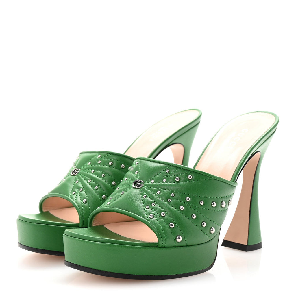 Calfskin Embellished Claire Mules 37.5 Spring Green