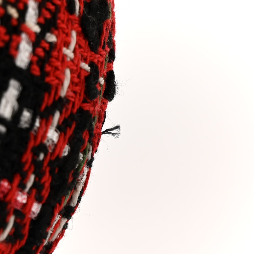 Tweed Quilted Chanel 19 Round Clutch With Chain  Red Black White Green