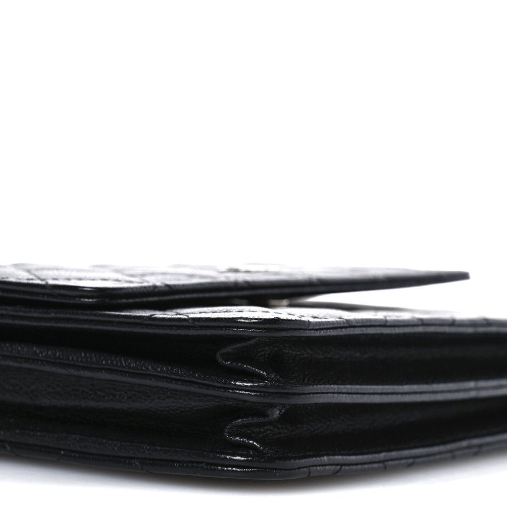 Caviar Quilted Square Wallet On Chain WOC Black