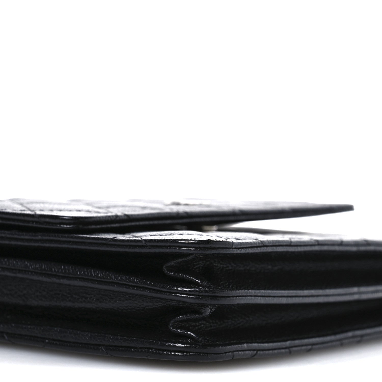 Caviar Quilted Square Wallet On Chain WOC Black