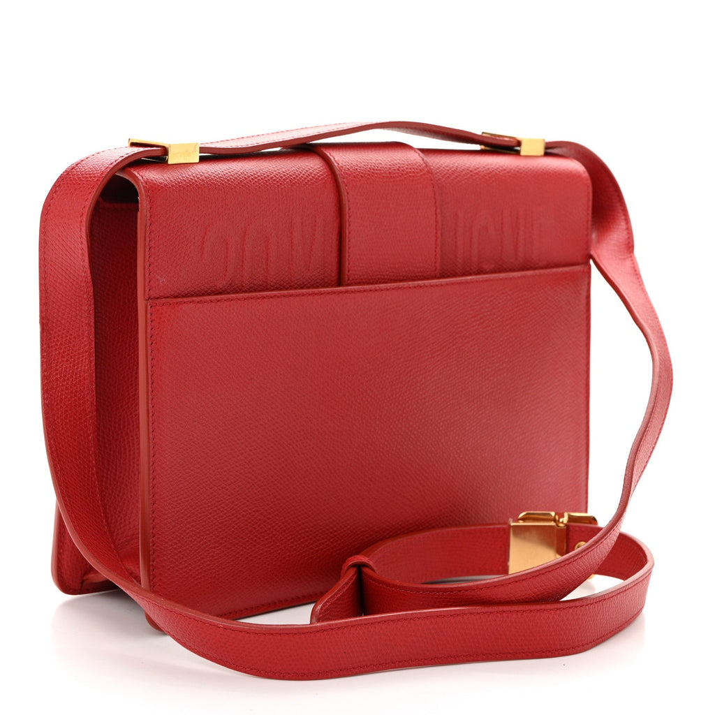 Grained Calfskin 30 Montaigne Flap Bag Red
