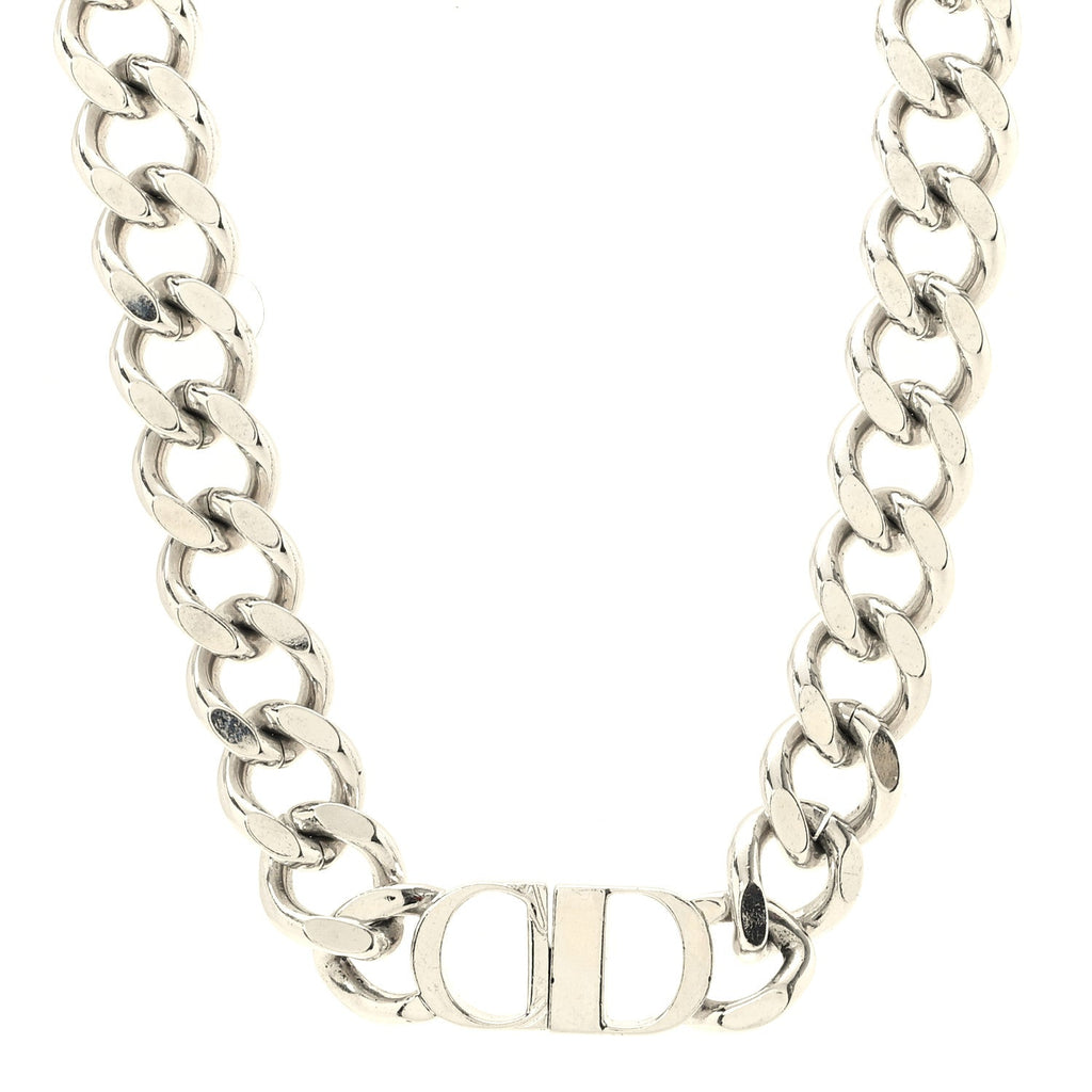Brass CD Icon Chain Link Necklace Silver