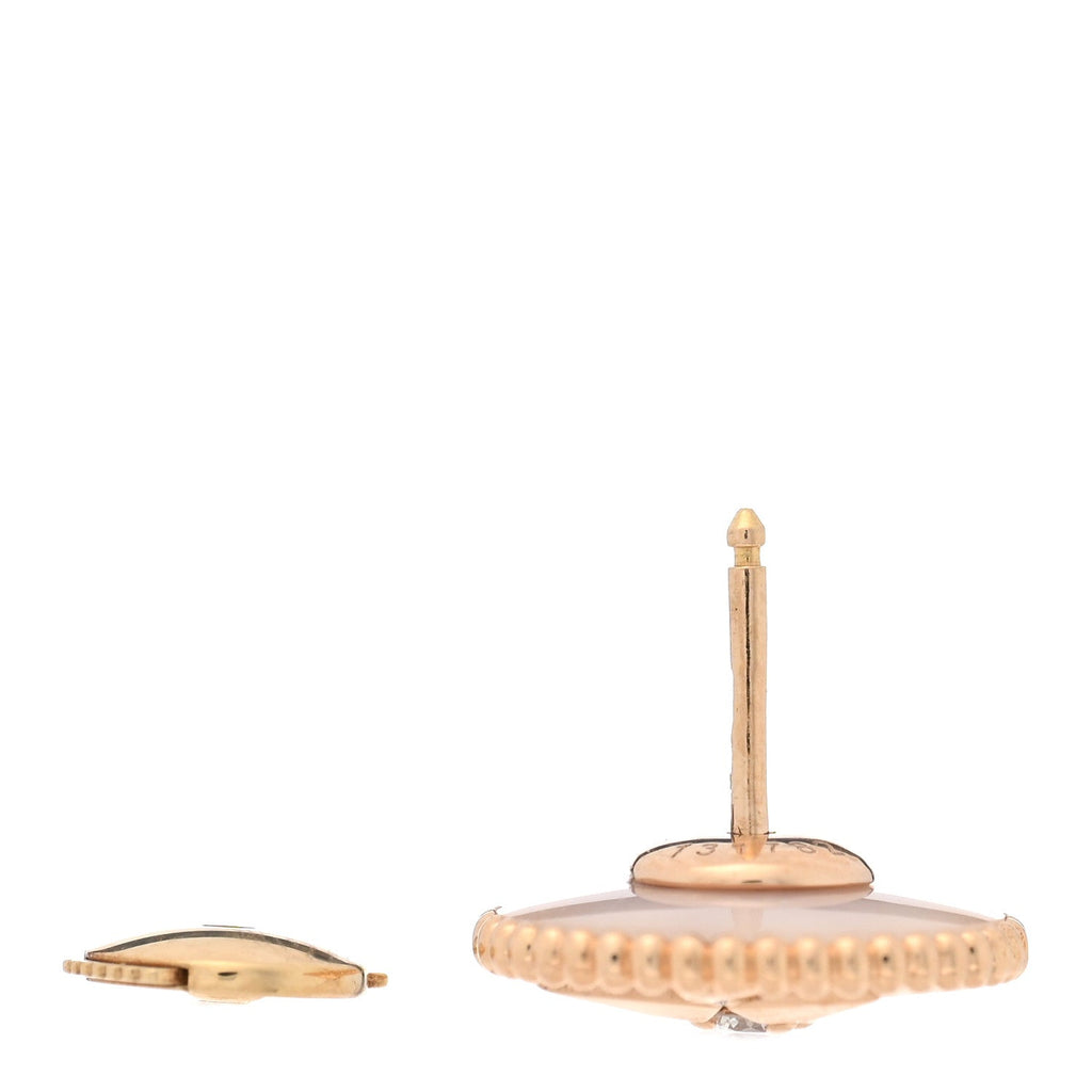 18K Rose Gold Diamond Medium Pink Opal Medium Rose Des Vents Single Earring