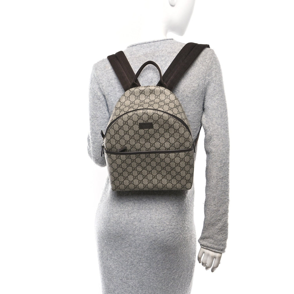 GG Supreme Monogram Margaux Calfskin Childrens Day Backpack Beige Ebony Cocoa Dark Chocolate
