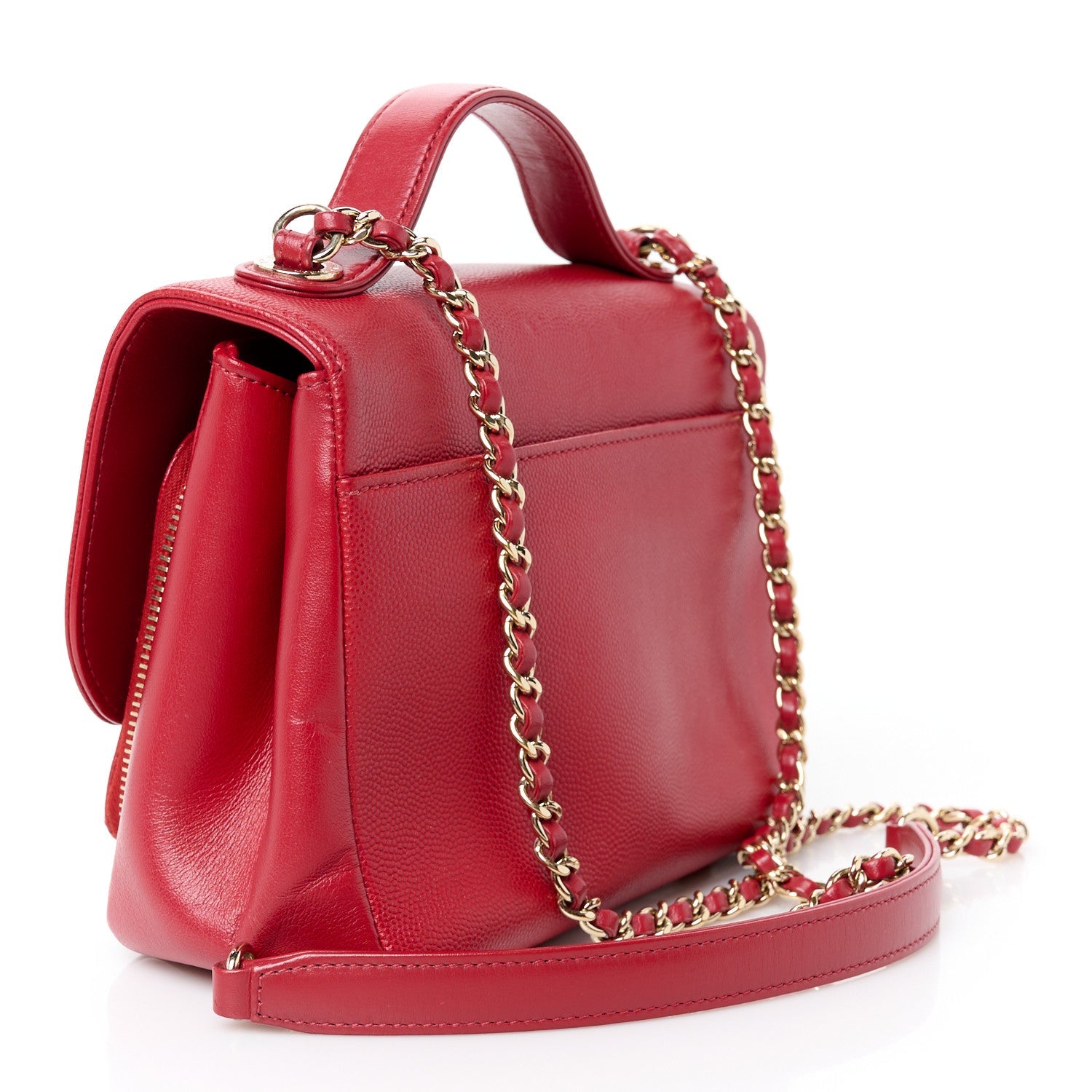 Caviar Quilted Small Business Affinity Flap Red