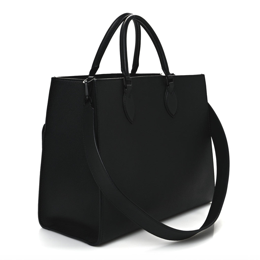 Soft Calfskin Lockme Tote MM Black