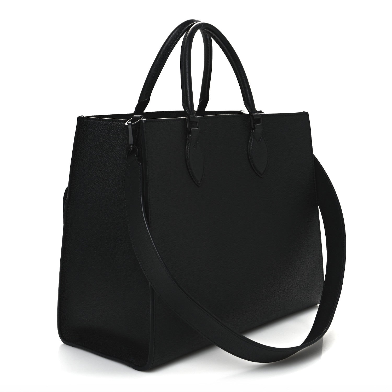 Soft Calfskin Lockme Tote MM Black