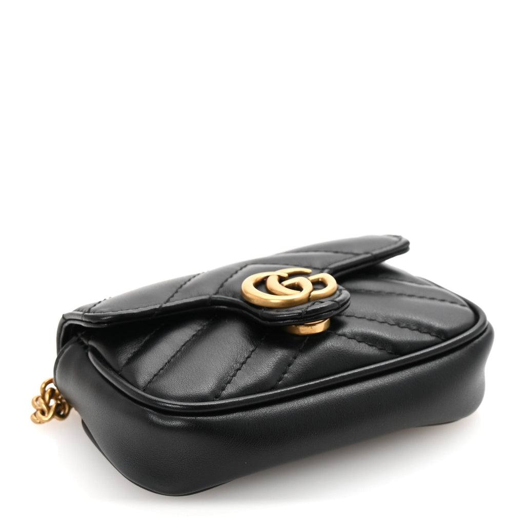 Calfskin Matelasse GG Marmont 2.0 Coin Purse On A Chain Black
