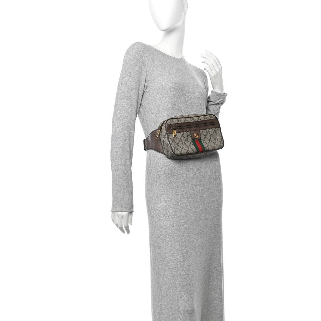 Soft GG Supreme Monogram Medium Ophidia Belt Bag Dark Brown