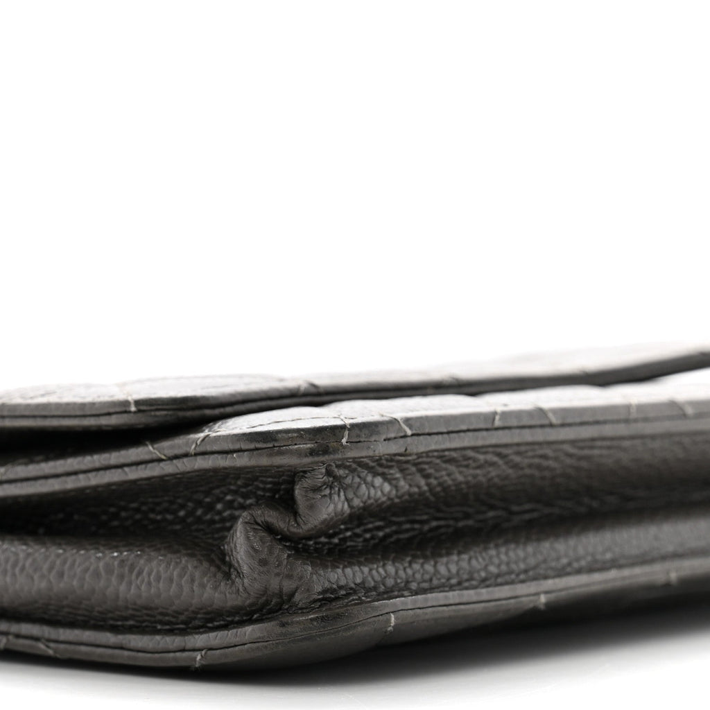 Caviar Quilted Wallet On Chain WOC Dark Grey