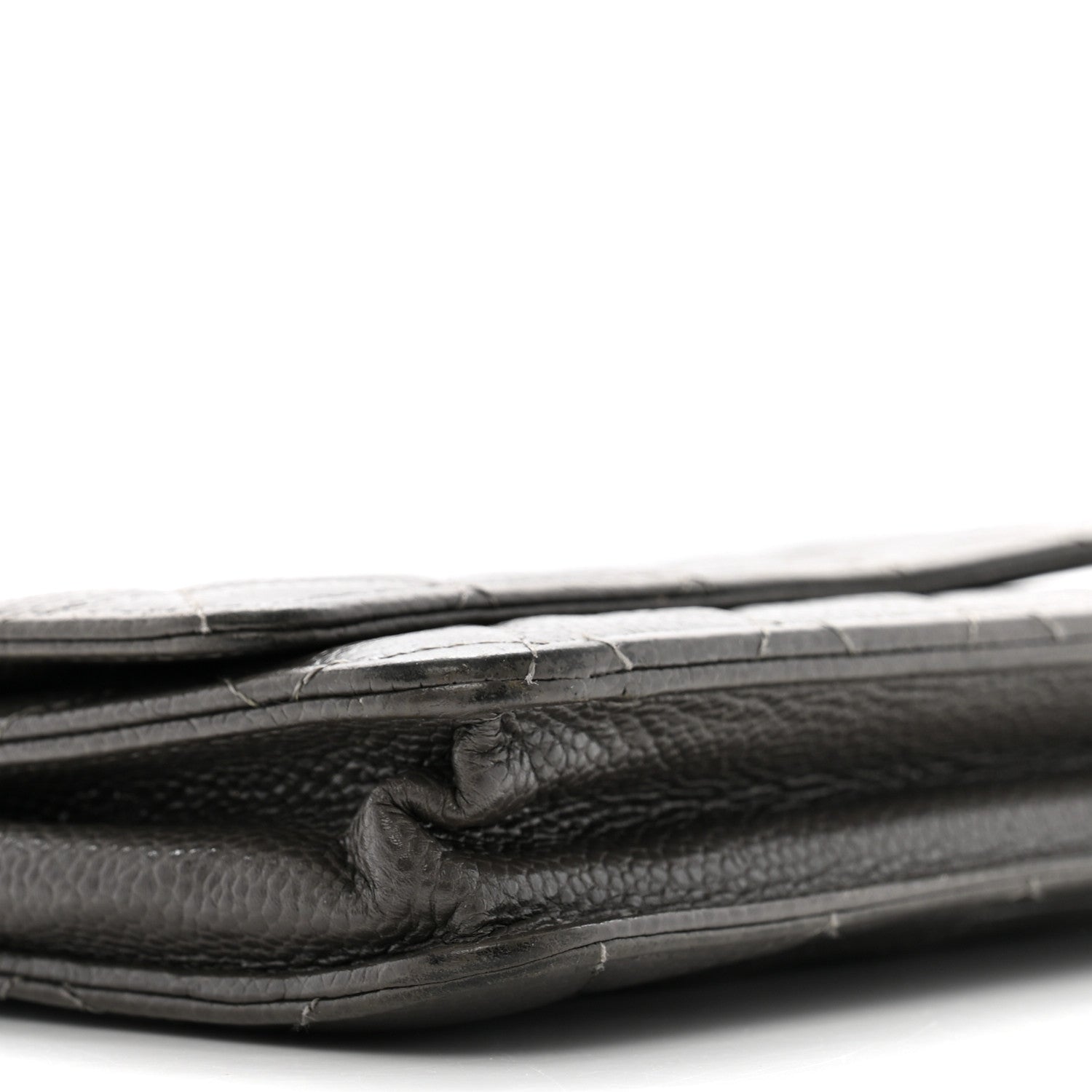 Caviar Quilted Wallet On Chain WOC Dark Grey