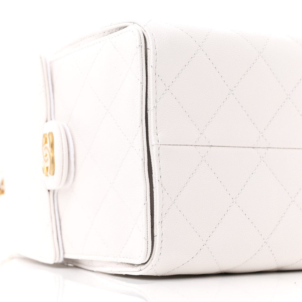 Caviar Quilted Small Chanel 25 Handbag White