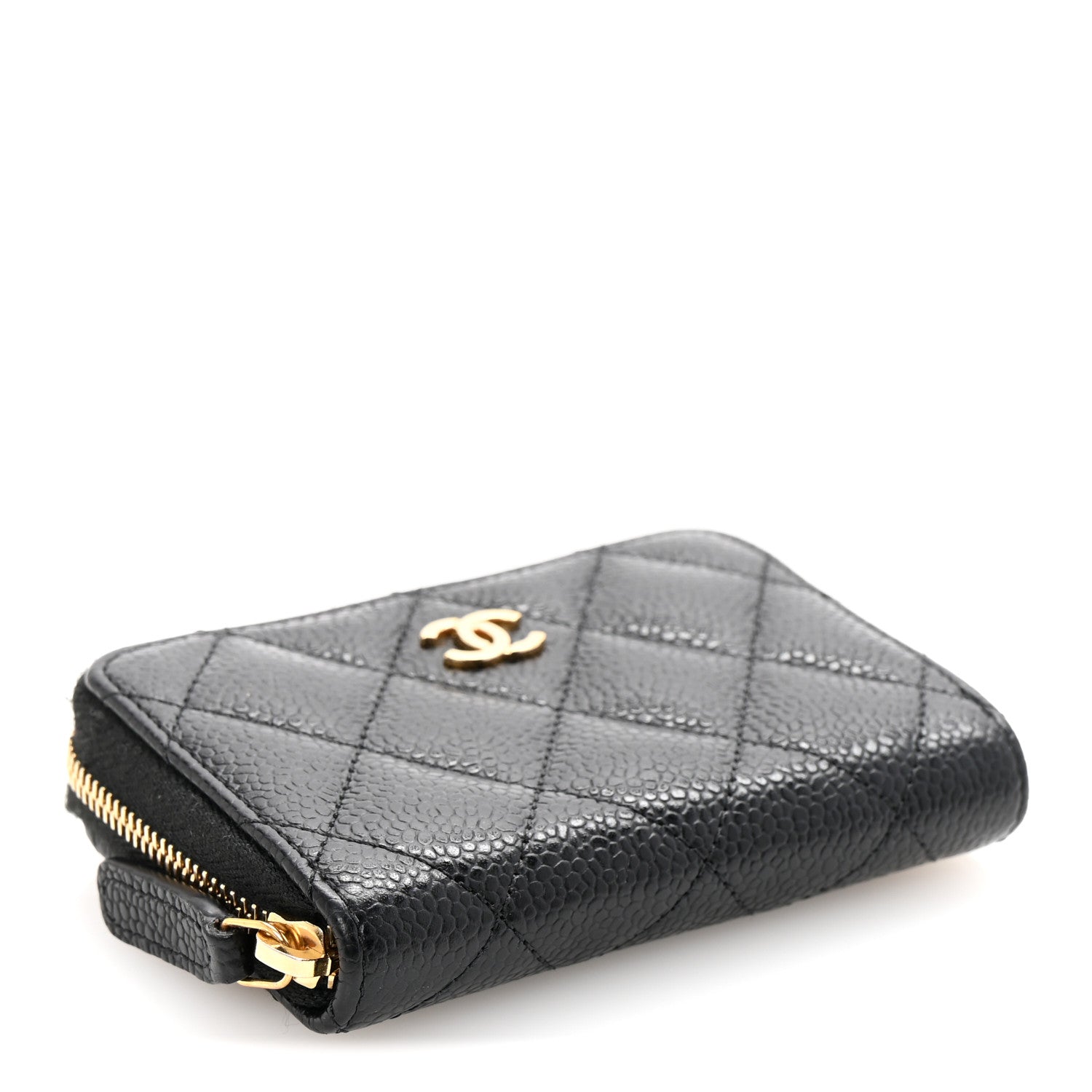 Caviar Quilted Zip Coin Purse Black