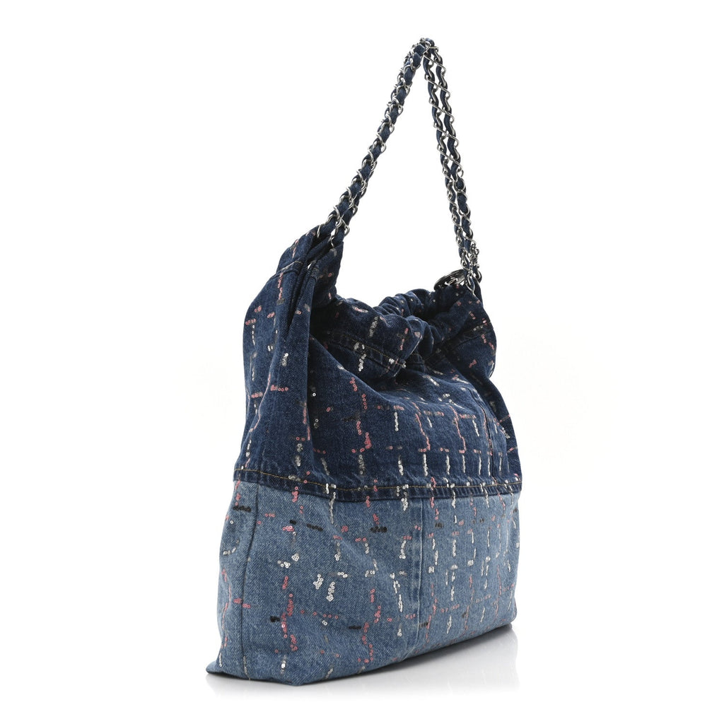 Denim Sequin Chanel 22 Blue