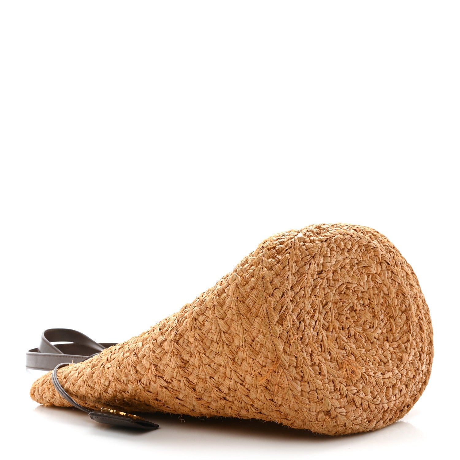 Raffia Calfskin Small Panier Tote Naturale Nut